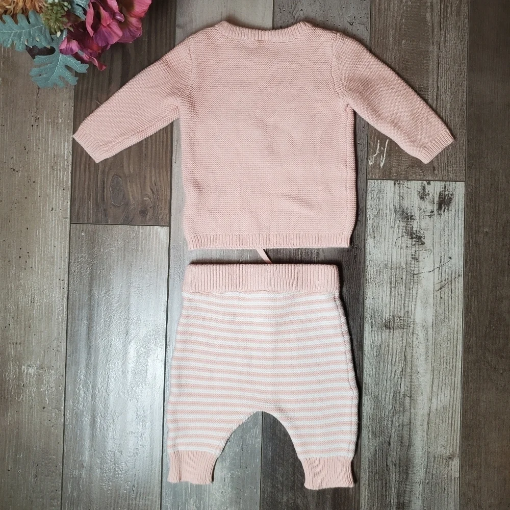 Carter's Matching Pink and White Fox 2 Pc Set Striped Pants 3 Months 3M NWOT